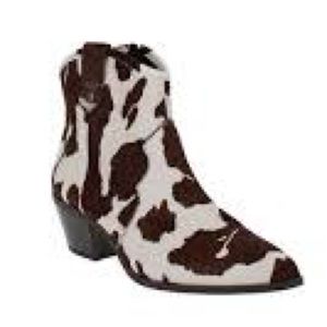 INC International Concepts Women's Latisha Real Calf Hair Cow Ankle Boots